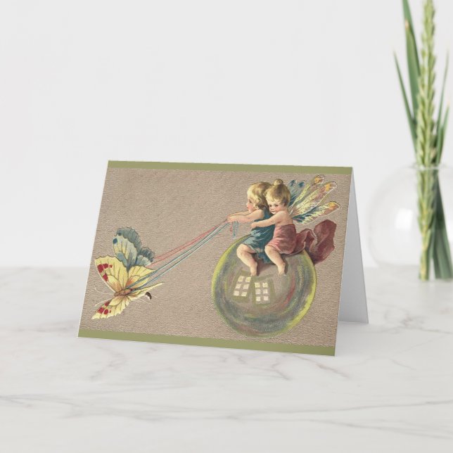 Fairies Riding a Bubble Card (Front)