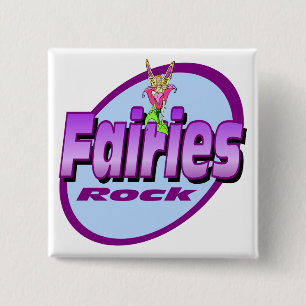 Fairies Rock 2 Inch Square Button