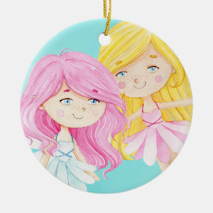 Fairies Sisters Christmas Ceramic Ornament