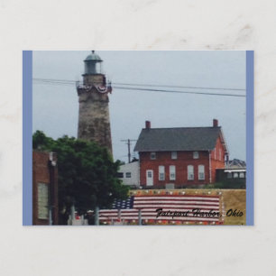 Fairport Harbour Lighthouse with Flag Postcard