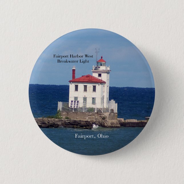 Fairport Harbour West Breakwater Light button (Front)