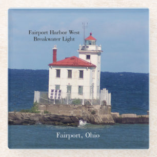 Fairport Harbour West Breakwater Light glasscoaste Glass Coaster