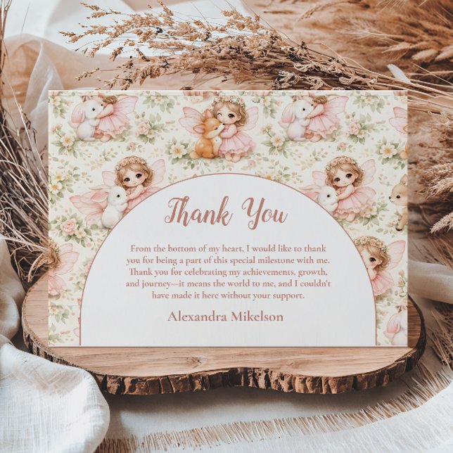 Fairy 1st Birthday Enchanted Garden Thank You Card (Creator Uploaded)