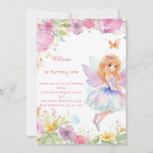 Fairy 1st Birthday Invitation