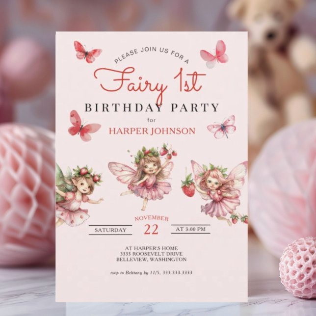 Fairy 1st Birthday Party Invitation (Creator Uploaded)