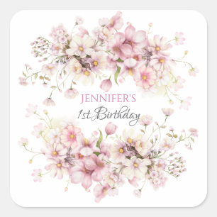 Fairy 1st Girls Pink Birthday Sticker 