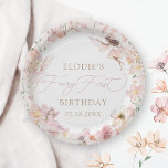 Fairy 1st Pink Floral Girls Birthday Paper Plate<br><div class="desc">Complete your fairy-themed first birthday party with our enchanting "Fairy First" disposable paper plates. Designed to pair seamlessly with our Fairy First birthday invitation, these plates feature delicate watercolor florals, whimsical fairies, and charming mushrooms in soft pastel hues. The elegant serif and cursive typography in a luxurious gold tone adds...</div>