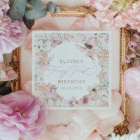 Fairy 1st Pink Floral Girls Disposable Birthday