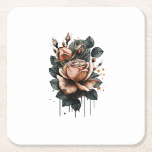 Fairy Aesthetic Goblincore And  Cottagecore Mushro Square Paper Coaster