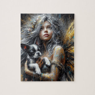 Fairy and a Boston Terrier Puppy Jigsaw Puzzle