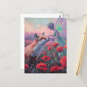 Fairy and a Red Fox  Postcard