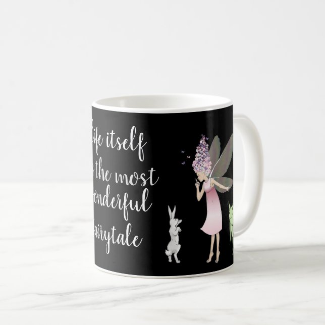 Fairy and Bunny with Inspirational Quote Coffee Mug (Front Right)