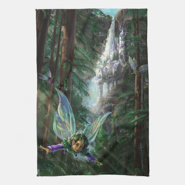 Fairy and Castles Fantasy Art Kitchen Towel (Vertical)