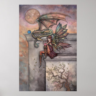 Fairy and Dragon Art Poster by Molly Harrison