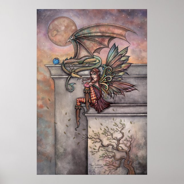 Fairy and Dragon Art Poster by Molly Harrison (Front)