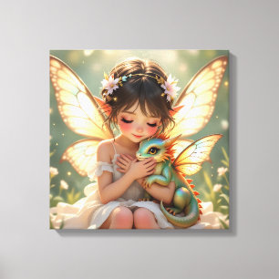 Fairy and Dragon Chibi Anime Fairy Tale Canvas Print