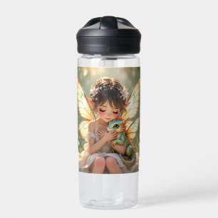 Fairy and Dragon   Chibi Anime Fairy Tale Water Bottle