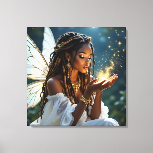 Fairy and Gold Dust Ethereal Mystical Canvas Print (Front)