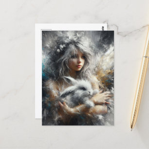 Fairy and Her Adorable Rabbit Postcard