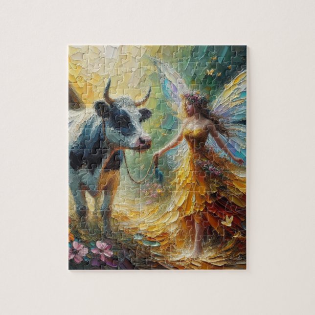 Fairy and her Cow Jigsaw Puzzle (Vertical)