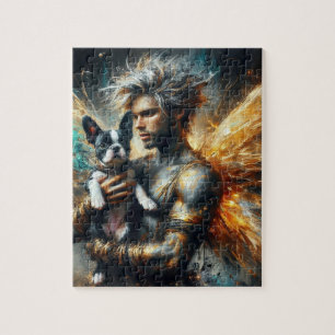 Fairy and his Boston Terrier Puppy Jigsaw Puzzle