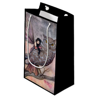 Fairy and Owl Whimsical Fantasy Art Small Gift Bag