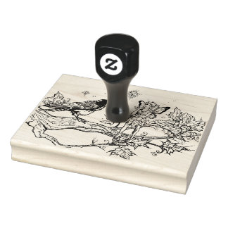 Fairy and Raven conversation Rubber Stamp