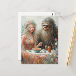 Fairy and Sasquatch Spaghetti Picnic Postcard