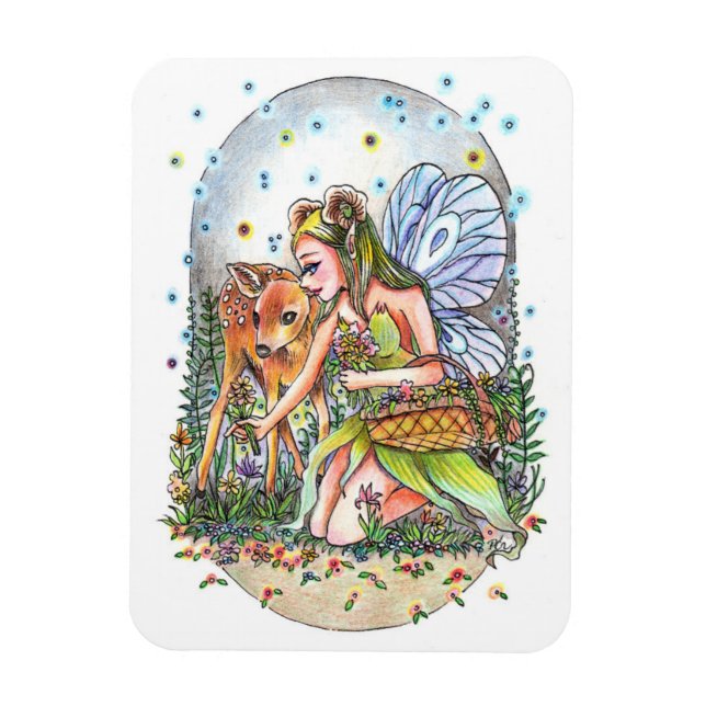 Fairy and the Fawn Magnet (Vertical)