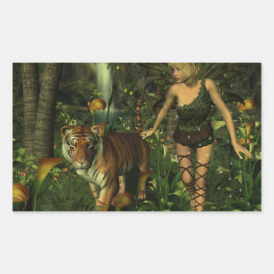 Fairy and Tiger in the Jungle Sticker