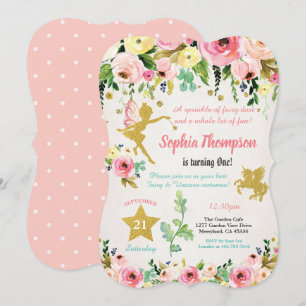 Fairy and Unicorn 1er anniversaire invitation