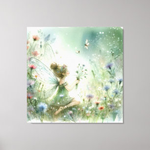 Fairy and Wildflowers Canvas Print