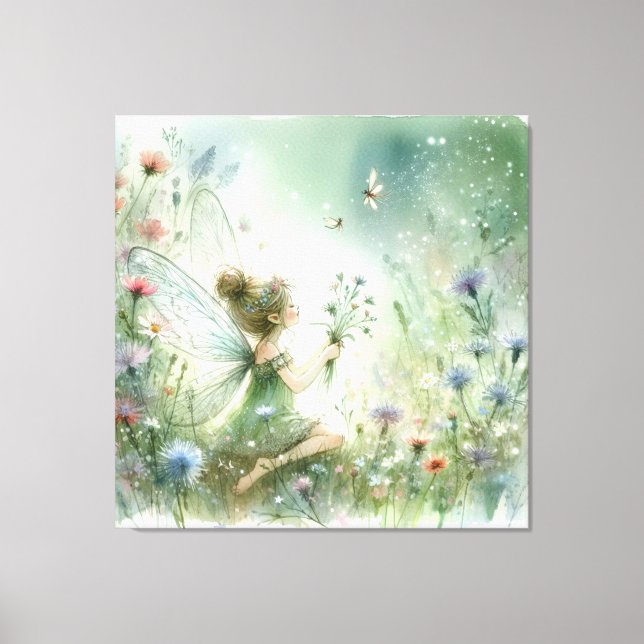Fairy and Wildflowers Canvas Print (Front)