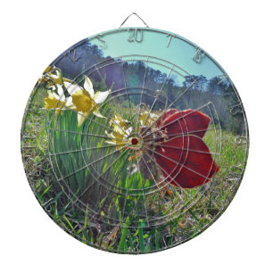 Fairy and yellow flowers dartboard