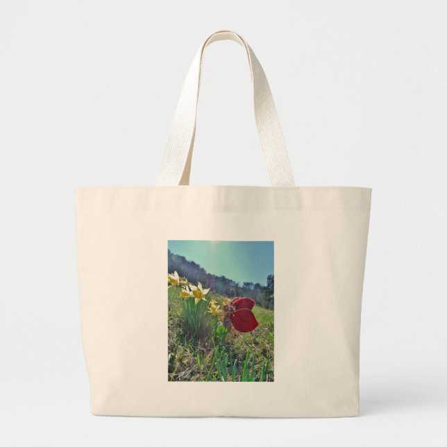 Fairy and yellow flowers large tote bag (Front)