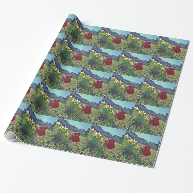 Fairy and yellow flowers wrapping paper (Unrolled)