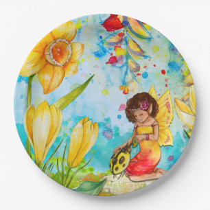 Fairy and Yellow Ladybug Birthday Party Plates