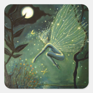 Fairy Art Square Stickers - "Crystal Water Sprite"