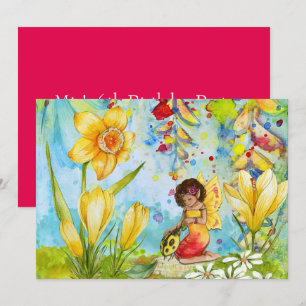Fairy art watercolour girl's birthday party invitation