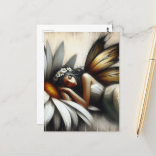 Fairy Asleep on a Daisy Flower Postcard