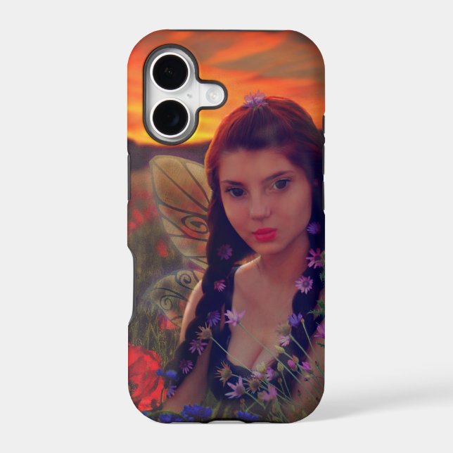 Fairy at Sunset in a field of poppies Fantasy Art (Back)