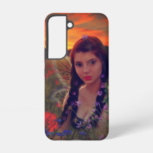 Fairy at Sunset in a field of poppies Fantasy Art Samsung Galaxy Case