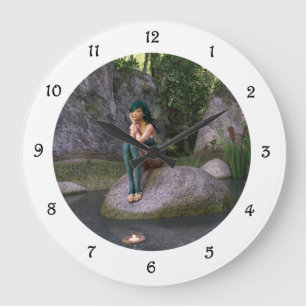 Fairy at the Enchanted Pond Large Clock