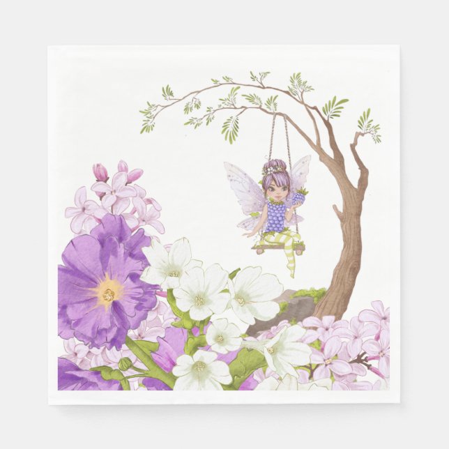 Fairy Baby Shower Illustrations Luncheon Napkin (Front)