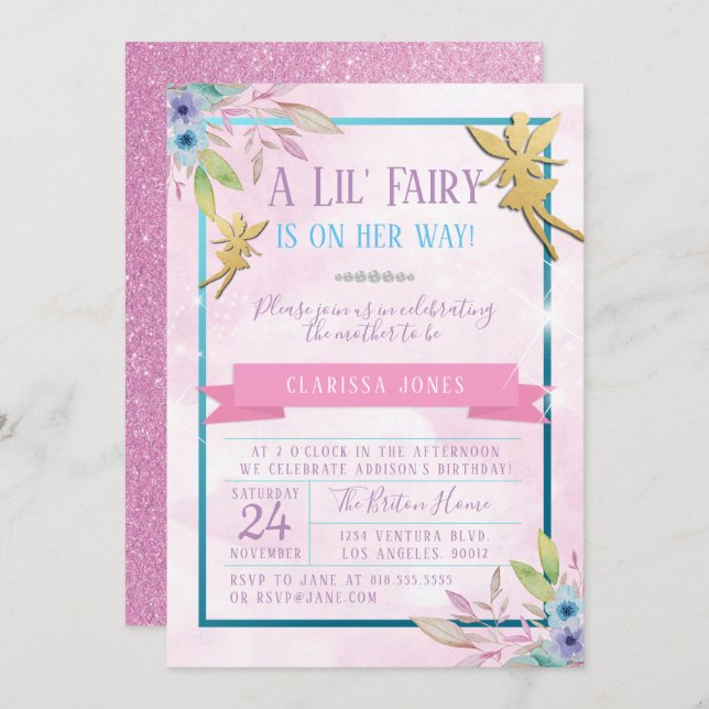 Fairy Baby Shower Invitation (Front/Back)