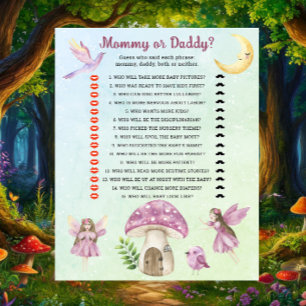 Fairy baby shower - mommy or daddy game