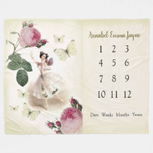 Fairy Ballerina Baby 1st year Milestone Blanket