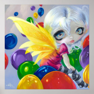 Fairy Balloons ART PRINT Birthday Party BIg Eye