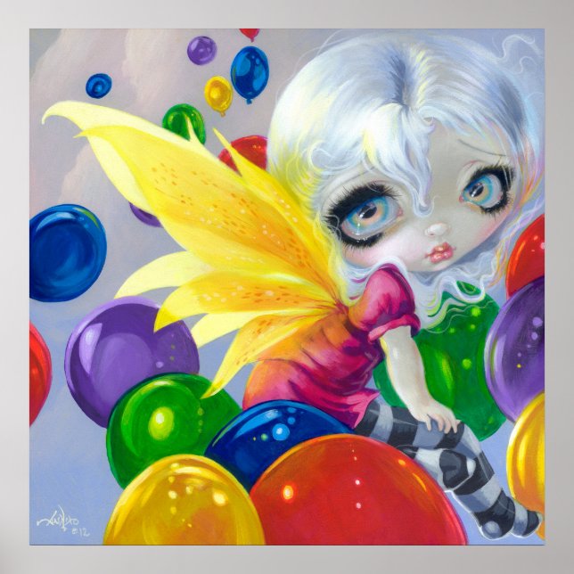 Fairy Balloons ART PRINT Birthday Party BIg Eye (Front)