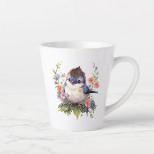 Fairy Bird Flowers watercolor Clipart-73610 Latte Mug